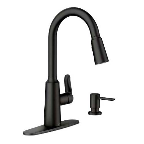 Moen Edwyn 87028 Series 87028BL Pull-Down Kitchen Faucet, 1.5 gpm, 1-Faucet Handle, 1, 4-Faucet Hole, Metal, Matte