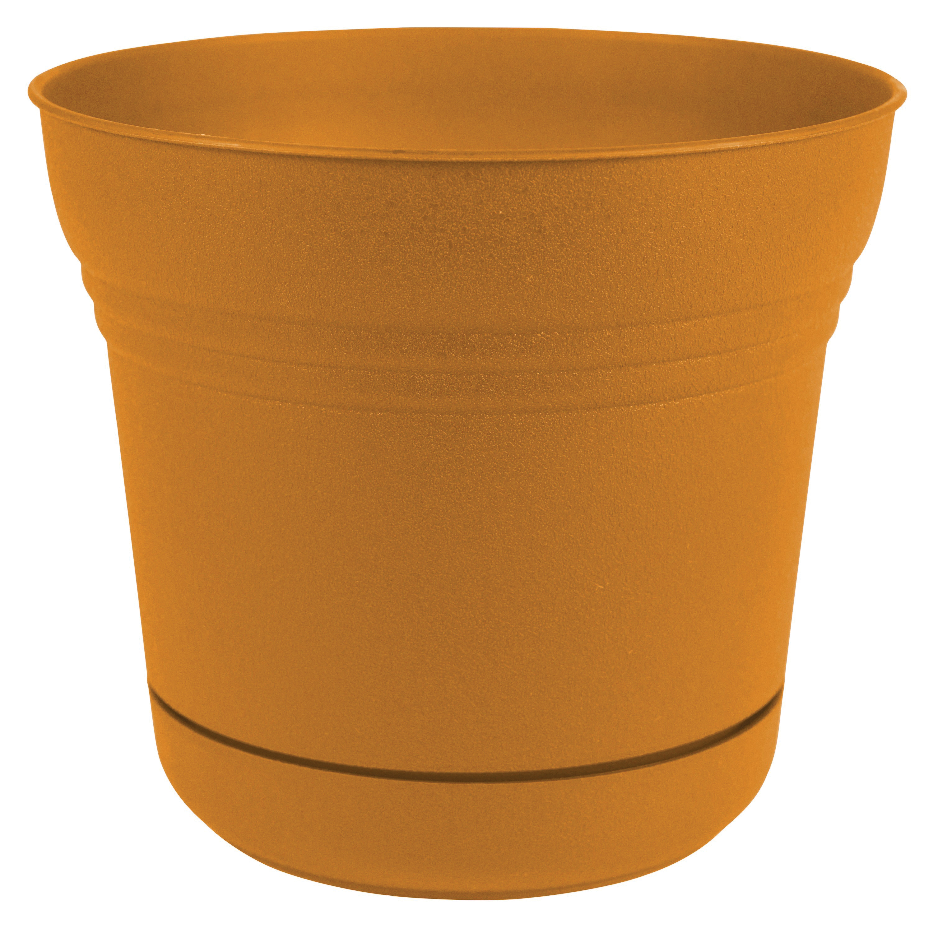 SP1423 Planter with Saucer, 12.8 in H, 14-1/2 in W, 14-1/2 in D, Round, Classic Textured Design, Plastic, Matte