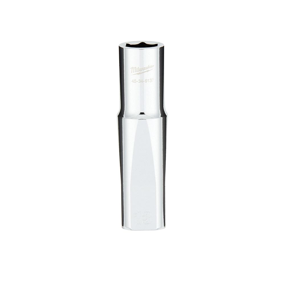 45-34-9137 Deep Socket, 13 mm Socket, 1/2 in Drive, 6-Point, Chrome Vanadium Steel, Chrome-Plated