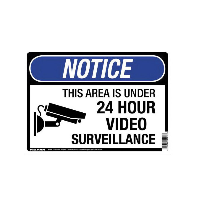 Hillman 842051 Surveillance Sign, Under Surveillance, White Background, Aluminum