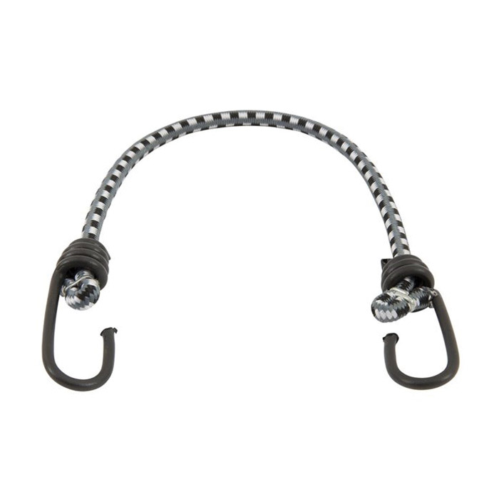 A06019Z Bungee Cord, 18 in L, Rubber, Black/Gray, Hook End