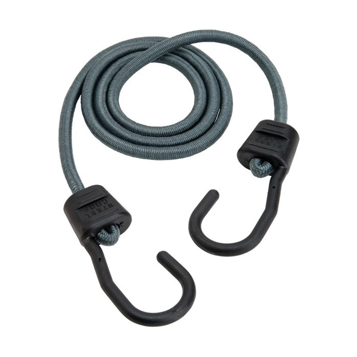A06095Z Bungee Cord, Steel End, 48 in L, Rubber, Gray, Hook End
