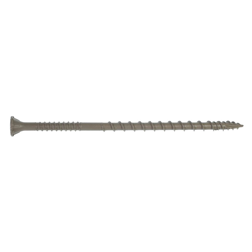 Deck-Drive DSVT DSVT4R1LB Deck Screw, #10 Thread, 4 in L, Variable Thread, Ribbed Flat Head