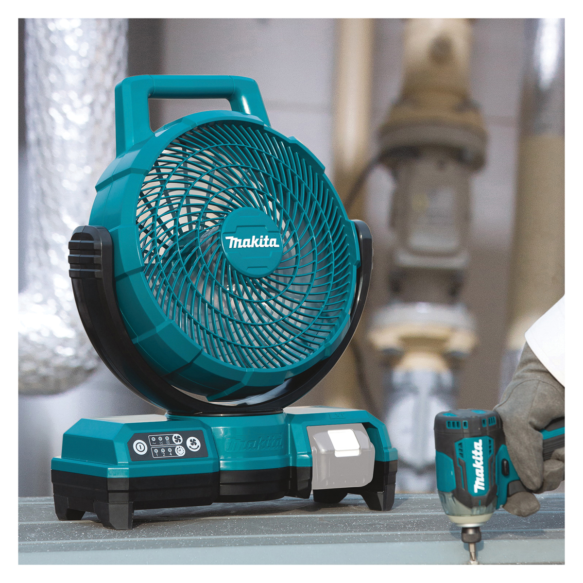 Makita DCF203Z Fan, Tool Only, 18 V, 290 cfm Air, 3-Speed, Includes: TE00000170 AC Adapter
