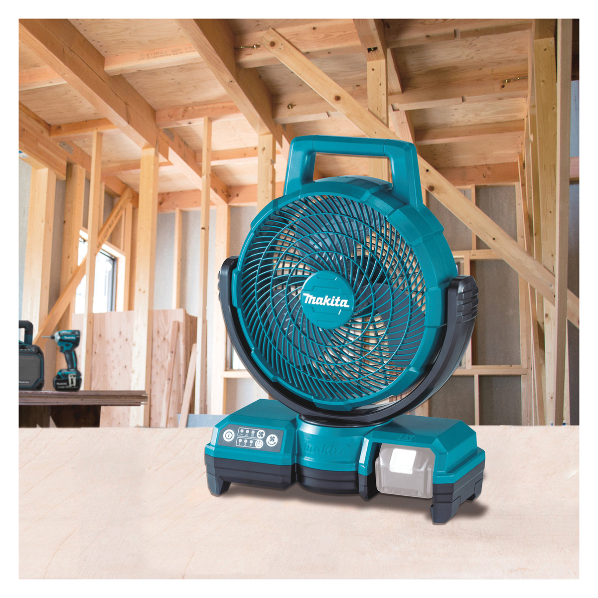 Makita DCF203Z Fan, Tool Only, 18 V, 290 cfm Air, 3-Speed, Includes: TE00000170 AC Adapter