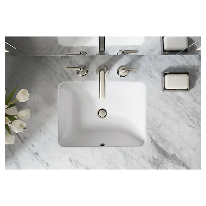 Kohler Caxton Series K-20000-0 Undermount Bathroom Sink, Rectangular Basin, 15-11/16 in OAW, 7-5/16 in OAH, White - 5
