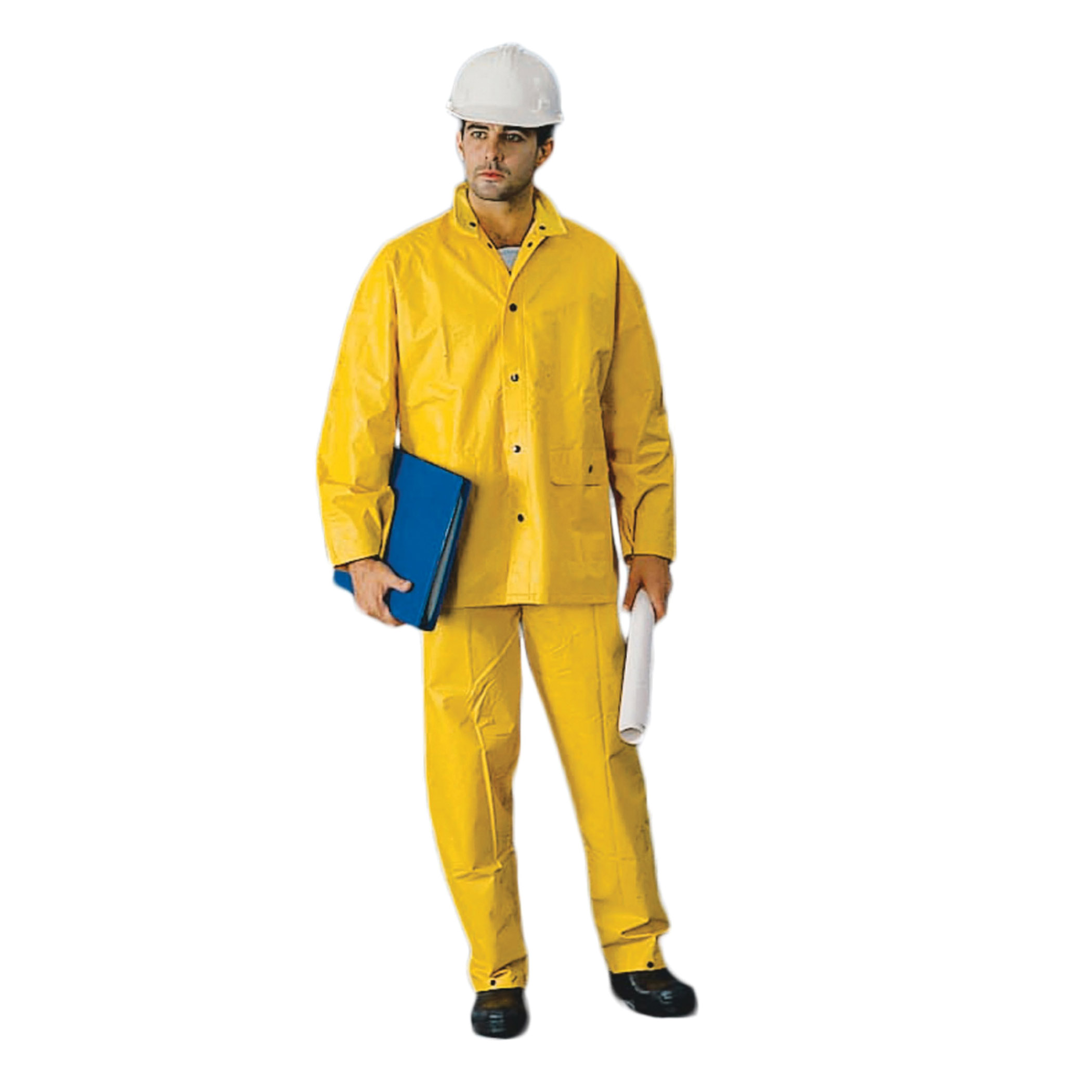 2W International 7040-SD-2XL Rain Suit with Detachable Hood, 2XL, Polyester/PVC, Yellow, Corduroy Collar - 3