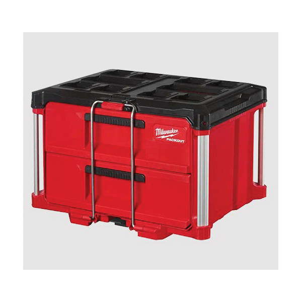 PACKOUT 48-22-8442 Tool Box, 50 lb, Polypropylene, Black/Red, 22.2 in L x 16.3 in W x 14.3 in H Outside