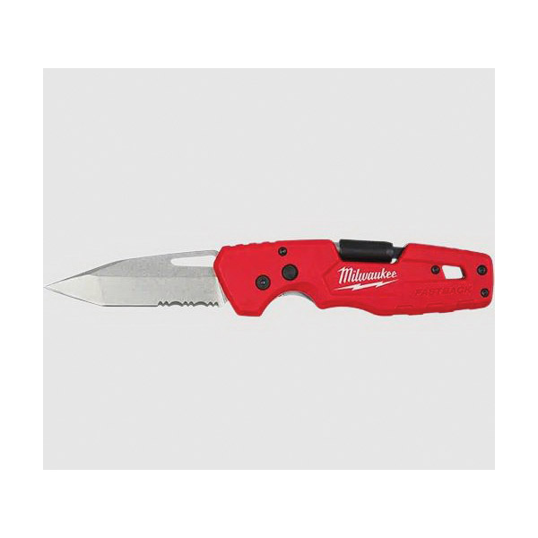 FASTBACK Series 48-22-1540 Folding Knife, 3 in L Blade, Stainless Steel Blade, 1-Blade, Plastic Handle, Red Handle