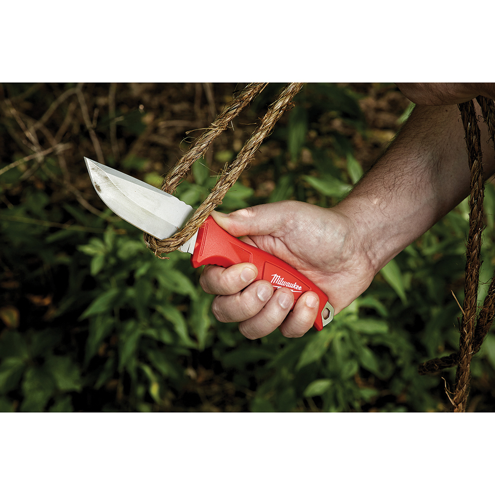 Blade Knife, Milwaukee, 4 in L Blade, 1/2 in W Blade, Stainless Steel Blade, Ergonomic Handle, Red Handle - 5