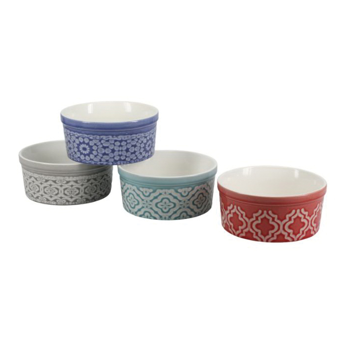 BIA Cordon Bleu 400013+3339 Reactive Ramekin, 10 oz Capacity, Assorted, 4-1/2 in L, 4-1/2 in W, 2 in H