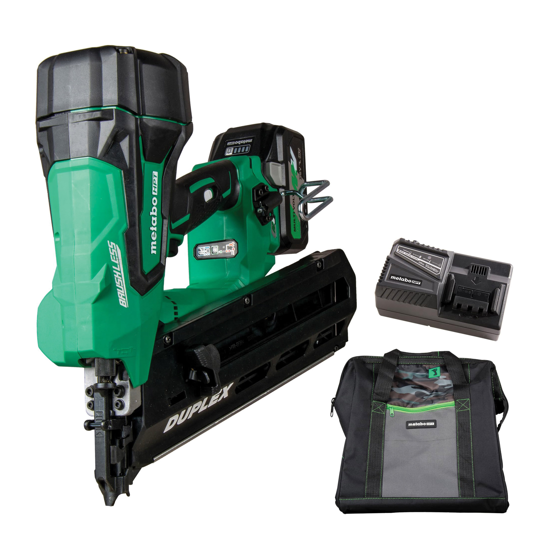 NR3675DDM Duplex Nailer, Battery Included, 36 V, 2.5 Ah, 900 Magazine, 21 deg Collation, Duplex Fastener