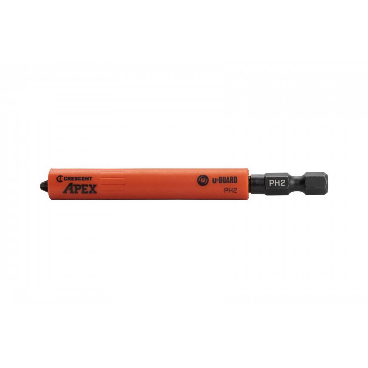 Crescent APEX u-GUARD CAUGB3BPH2 Covered Impact Power Bit, #2 Drive, Phillips Drive, 1/4 in Shank, Hex Shank, Steel - 1