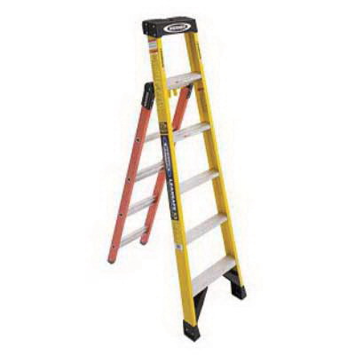 LDP7300 Series LDP7306 Multi-Purpose Ladder, 13 ft Max Reach H, 6-Step, 375 lb, Type IAA Duty Rating, Fiberglass