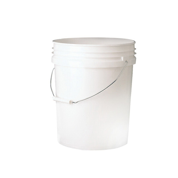 50640 Bucket, 5 gal, Plastic, White, Injection Molded Handle