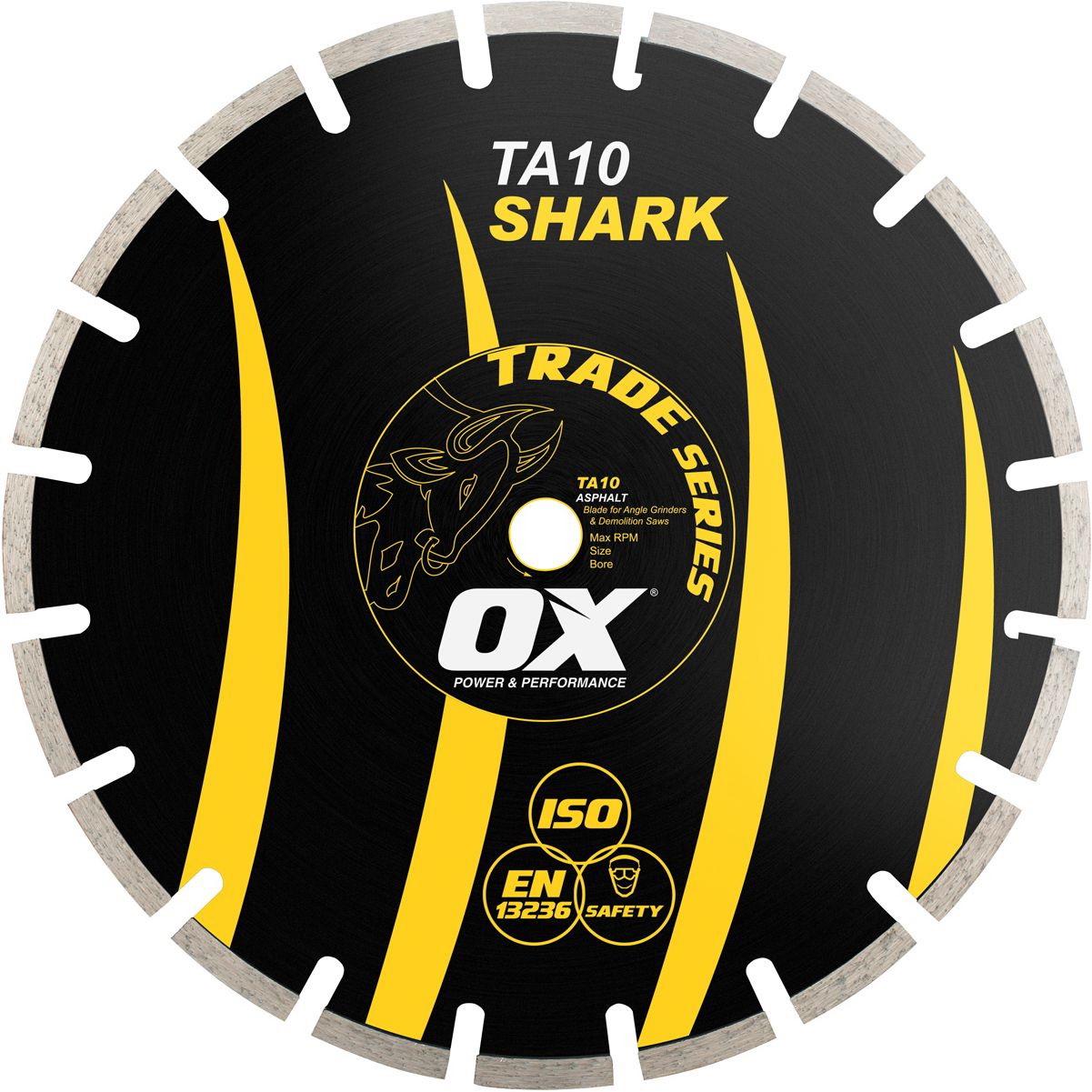 TRADE TA10 OX-TA10-14 Blade, 14 in Dia, 1 to 20 mm Arbor, Segmented Rim