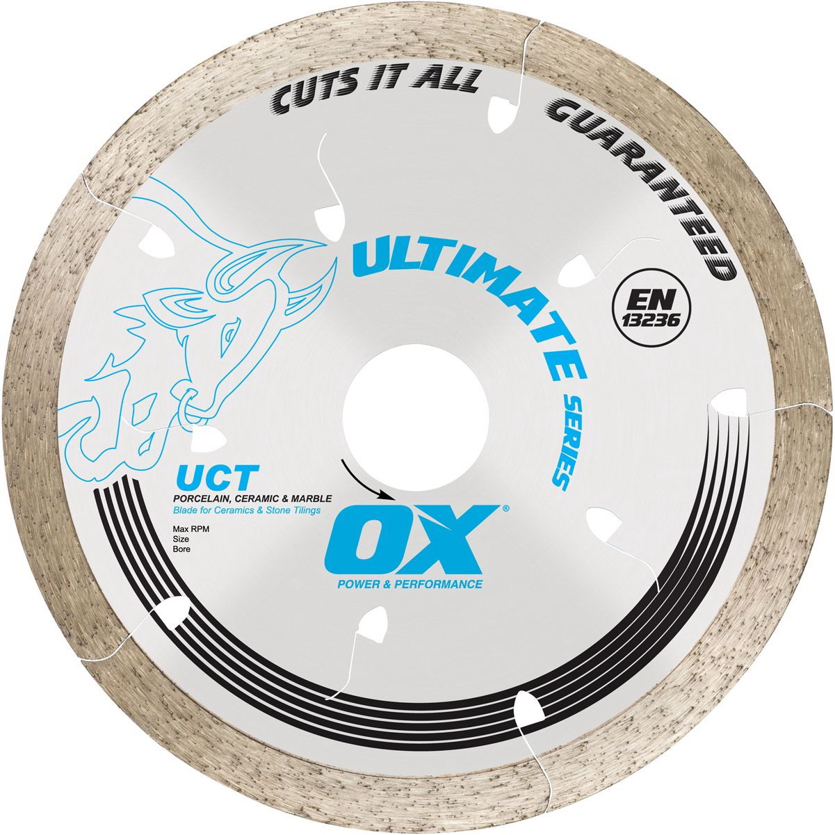 ULTIMATE UCT OX-UCT-10 Blade, 10 in Dia, 5/8 in Arbor, Continuous Rim