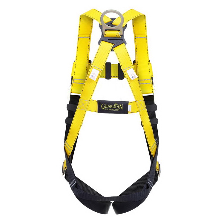 Guardian Fall Protection 37002 Full Body Harness, XL/2XL, 130 to 420 lb, Polyester Webbing, Black/Yellow - 2