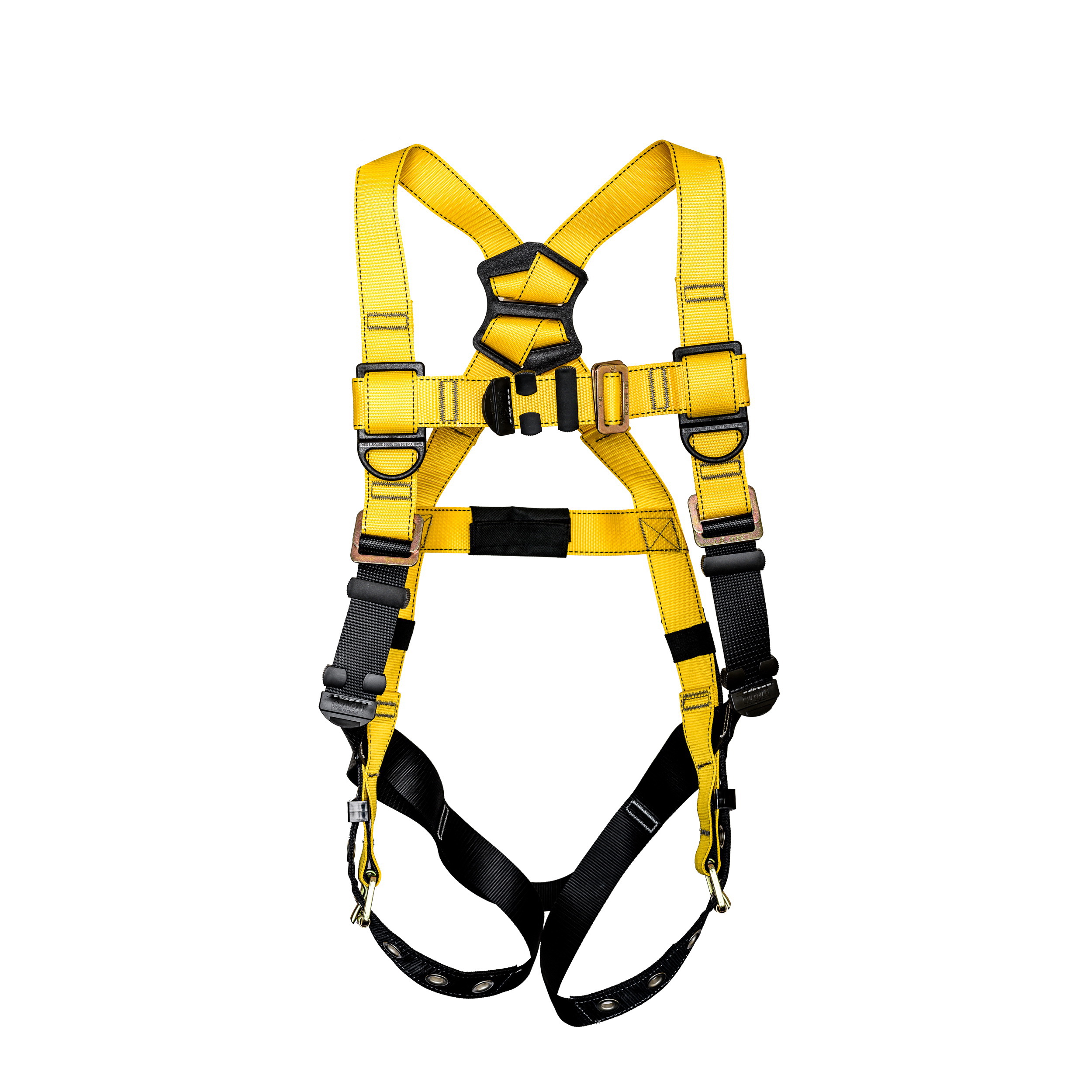 1 Series 37006 Full Body Harness, XL/2XL, 130 to 420 lb, Polyester Webbing, Black/Yellow