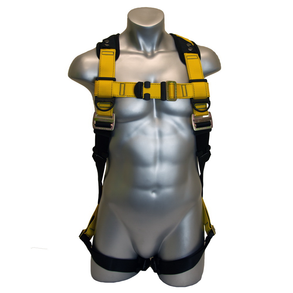 3 Series 37101 Full Body Harness, M/L, 130 to 420 lb, Polyester Webbing, Black/Yellow