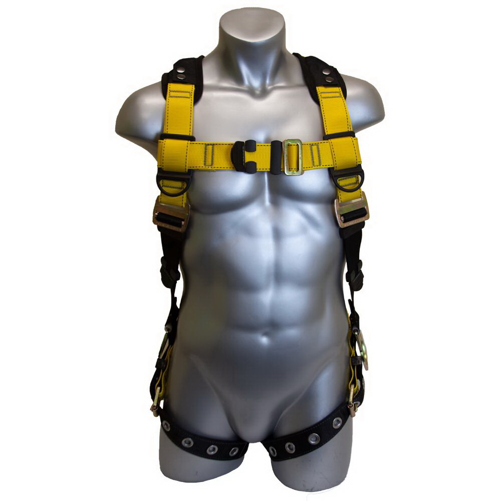 3 Series 37113 Full Body Harness, M/L, 130 to 420 lb, Polyester Webbing, Black/Yellow