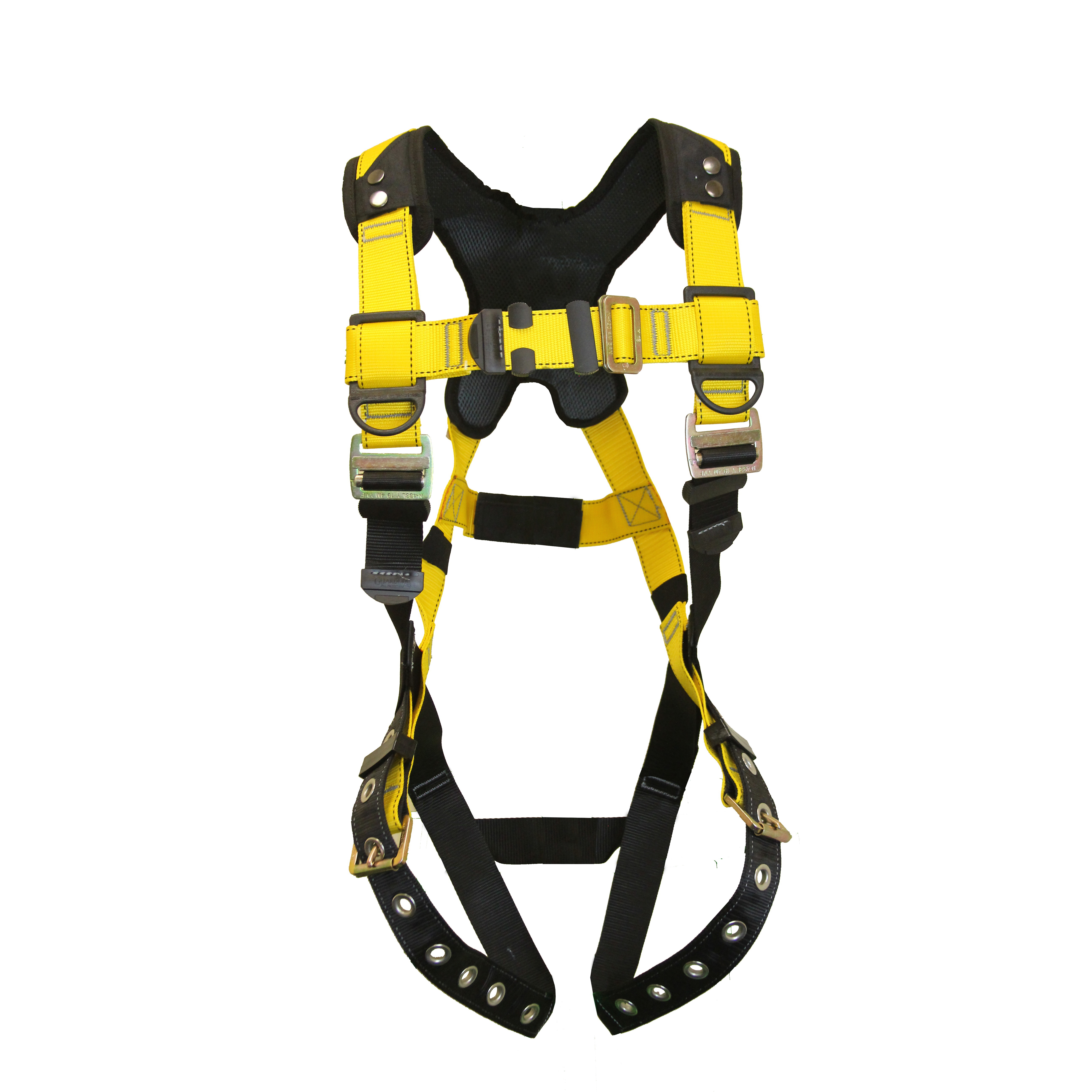 3 Series 37106 Full Body Harness, XL/2XL, 130 to 420 lb, Polyester Webbing, Black/Yellow