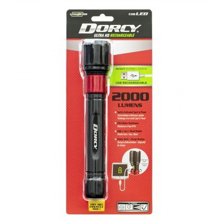 Dorcy Ultra Series 41-4328 Rechargeable Flashlight with Powerbank, 4000 mAh, Lithium-Ion Battery, LED Lamp, Black