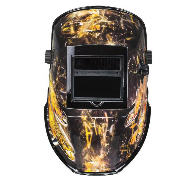 Forney 55858 Angler ADF Welding Helmet, Dual Crown Strap Headgear, Variable Lens, 5.97 sq-in Viewing, Camouflage