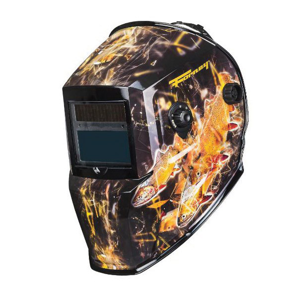 Forney 55858 Angler ADF Welding Helmet, Dual Crown Strap Headgear, Variable Lens, 5.97 sq-in Viewing, Camouflage