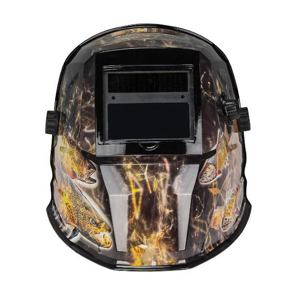 Forney 55858 Angler ADF Welding Helmet, Dual Crown Strap Headgear, Variable Lens, 5.97 sq-in Viewing, Camouflage