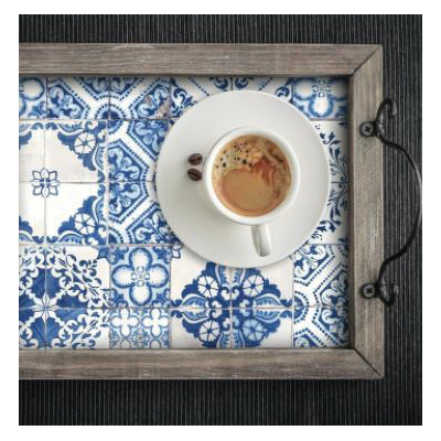 Wallpaper, Roommates, 16.5 in L x 20.5 in W, Mediterranean Tile, Vinyl, Blue - 4