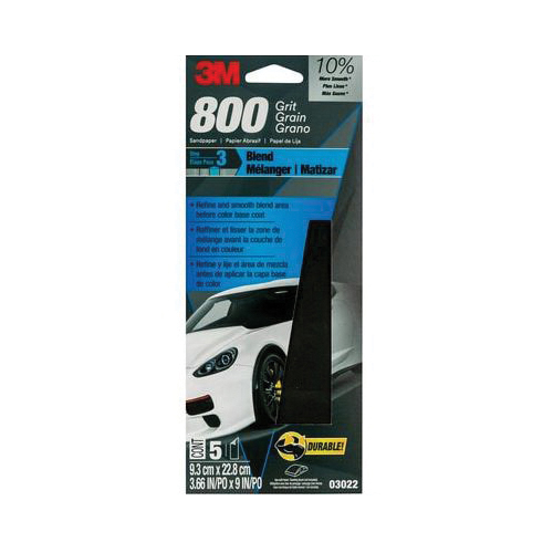 3M Wetordry 03022 Sandpaper, 9 in L, 3.66 in W, 800 Grit, Silicon Carbide Abrasive, Paper Backing