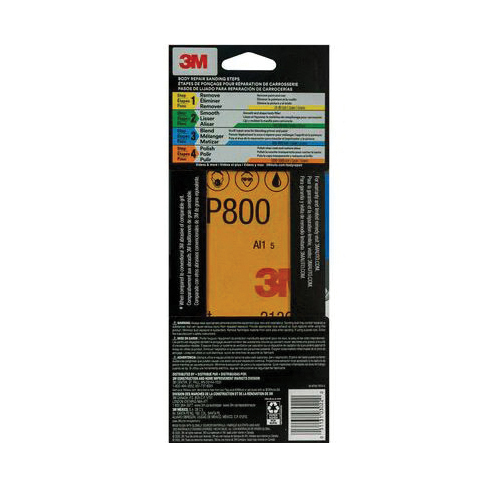 3M Wetordry 03022 Sandpaper, 9 in L, 3.66 in W, 800 Grit, Silicon Carbide Abrasive, Paper Backing