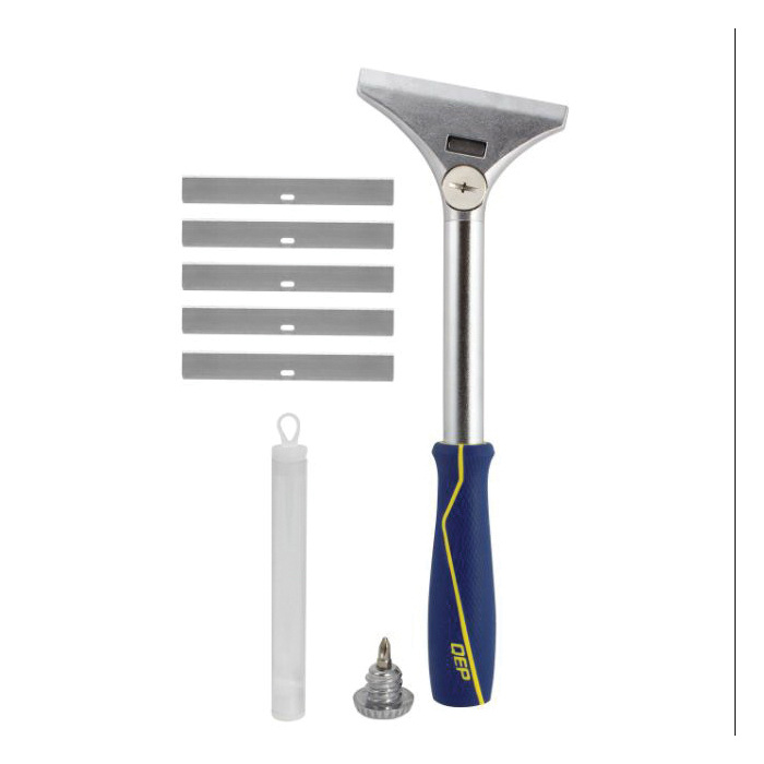 QEP 62920 Floor and Wall Scraper, 4 in W Blade, Stainless Steel Blade, Non-Slip Handle, Plastic Handle