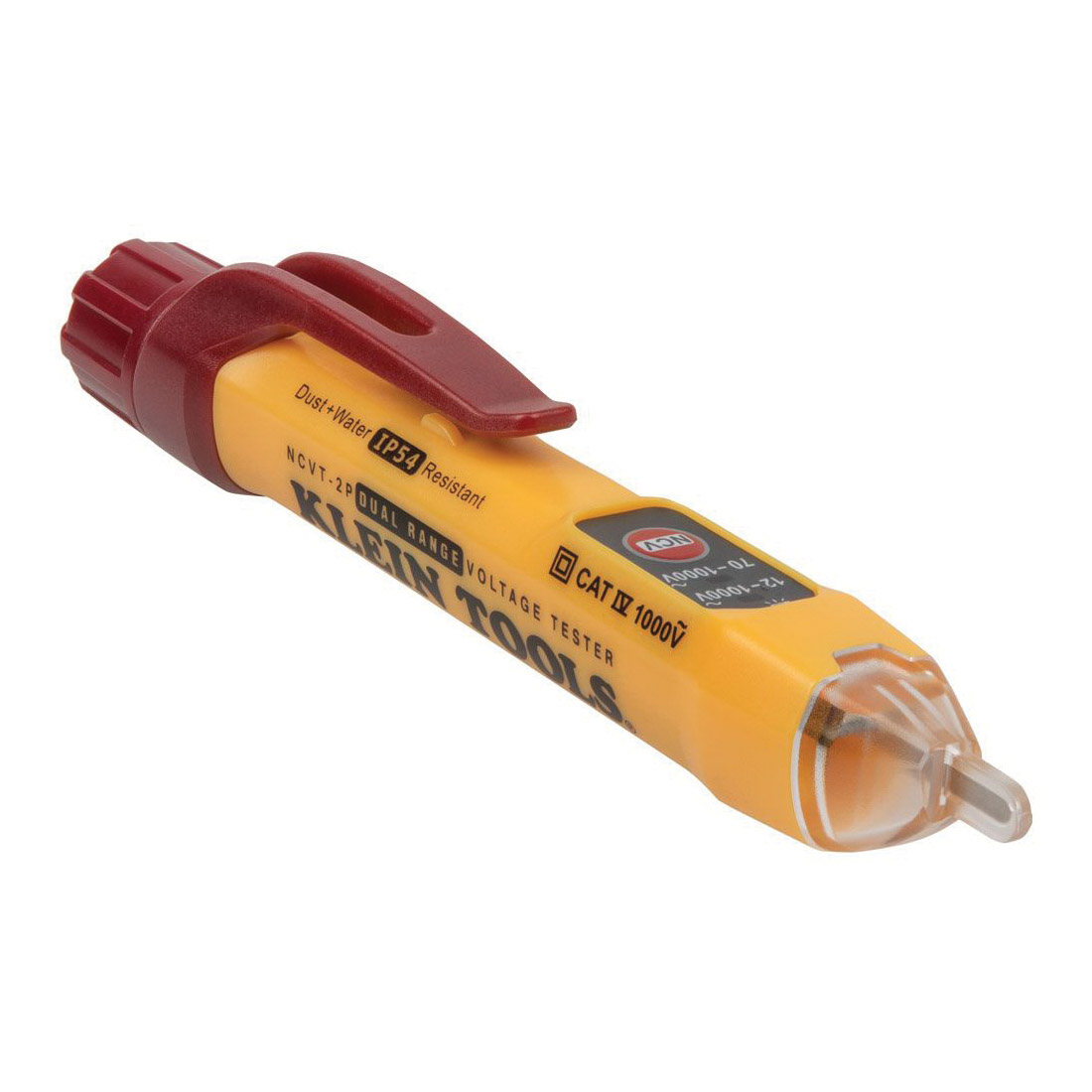 Klein Tools NCVT-2P Dual Range Tester, 70 to 1000, 12 to 1000 VAC, Functions: Voltage, Red/Yellow