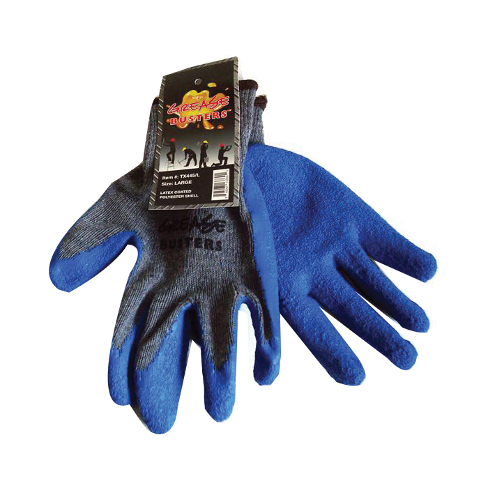 XS Merchandise Grease Buster TX445LPK72 Gloves, L, Polyester Coating, Blue