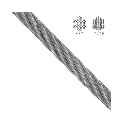 Kingchain 500111 Aircraft Cable, 0.06 in Dia, 100 ft L, Steel, Galvanized