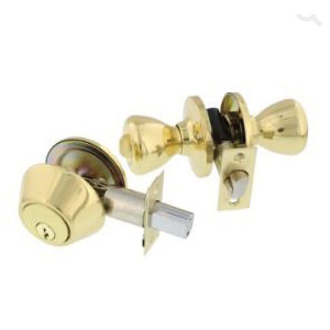 Guard Security 1990X281HDPB Combination Lockset, Knob Handle, Tulip Design, Polished Brass