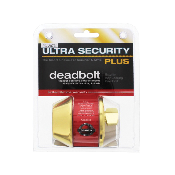 Ultra Security 82057 Deadbolt, Polished Brass, SC1 Keyway