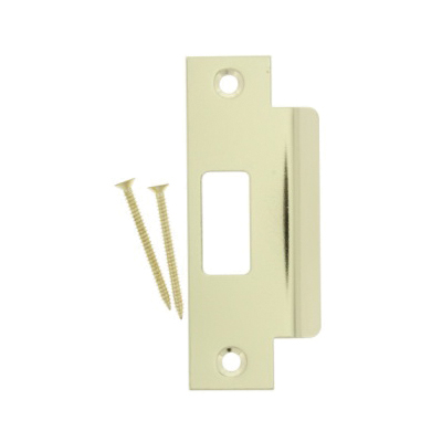 World and Main 58154 Deadbolt Strike Plate, 2-3/4 in L, 1-7/8 in W, Brass