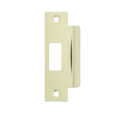 World and Main 58154 Deadbolt Strike Plate, 2-3/4 in L, 1-7/8 in W, Brass