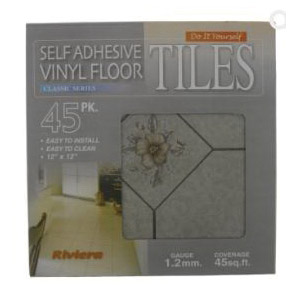 Rivera RT95012 Vinyl Tile, Yorkshire Rose Pattern, Self-Adhesive Installation