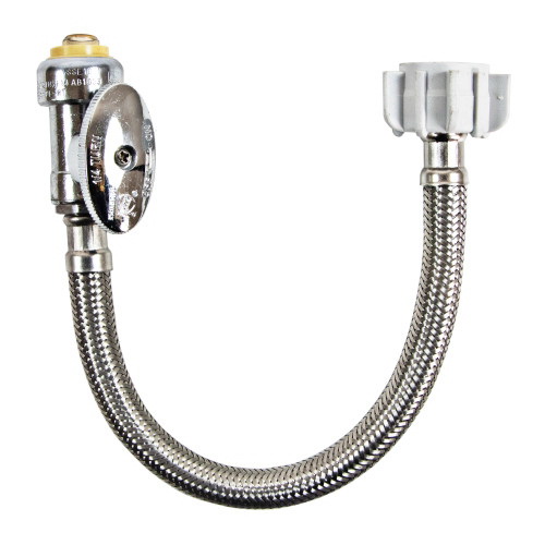 AquaPlumb CC10235 Toilet Supply Line, 1/2 in Inlet, 7/8 in Outlet, Female Outlet, Stainless Steel Tubing, 12 in L