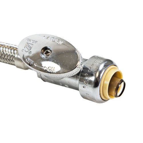 AquaPlumb CC10235 Toilet Supply Line, 1/2 in Inlet, 7/8 in Outlet, Female Outlet, Stainless Steel Tubing, 12 in L