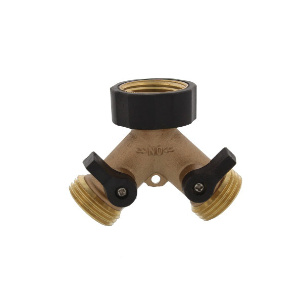 AquaPlumb 88249 Dual Outlet Hose Shut-Off Valve, Brass