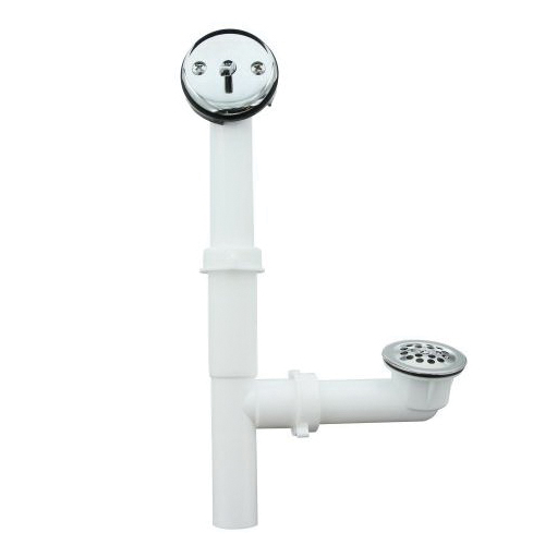 AquaPlumb C2298 Trip Lever Bath Waste, Plastic, White, Specifications: Chrome Trim