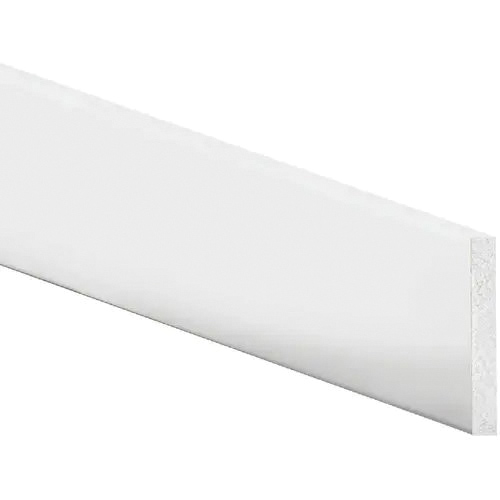 Inteplast Group 50400800032 Modern Baseboard Molding, 8 ft L, 4 in W, 1/2 in Thick, Polystyrene, Crystal White - 1