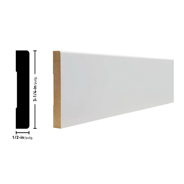 1/2"x3-1/4"x8'-PMDF BASEBOARD