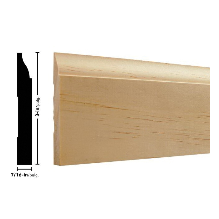 7/16"x3-"x8' PINE BASEBOARD