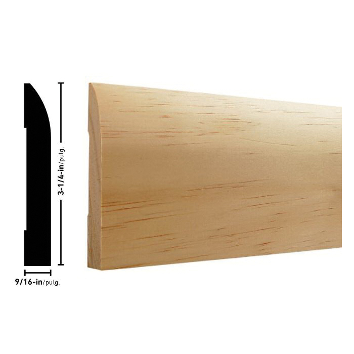 9/16"x3-1/4"x8' PINE BASEBOARD